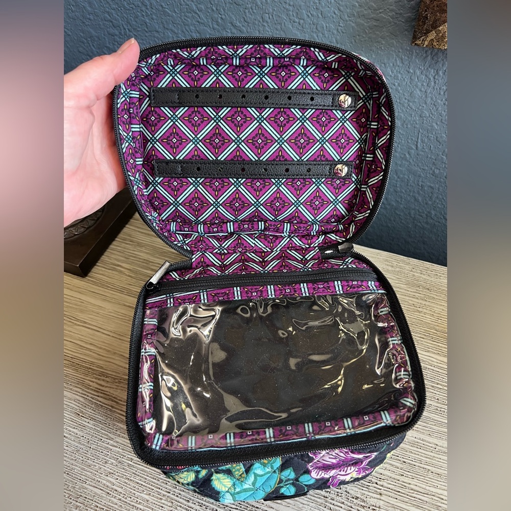 Vera Bradley Black Floral Double-Zip Travel Jewelry & Cosmetics Case - Picture 7 of 11